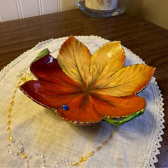 Vintage Chubu China Trinket Dish Occupied Japan Japanese Maple Leaf 🍁 Fall - Picture 4 of 8